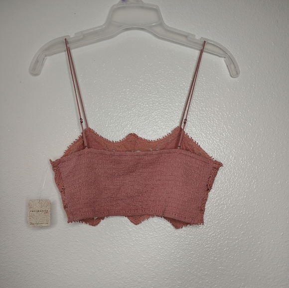 Free People Women's Pink Crochet Lace Athena Bralette Spaghetti Straps Sz M NWT - Picture 10 of 10